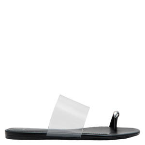 imitatieleren slippers - zwart/doorzichtig