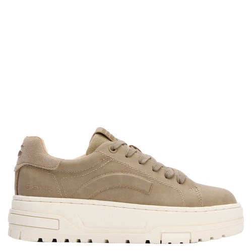 G-STAR suède sneakers met plateauzool taupe
