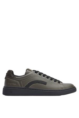 leren sneakers met logo - zwart