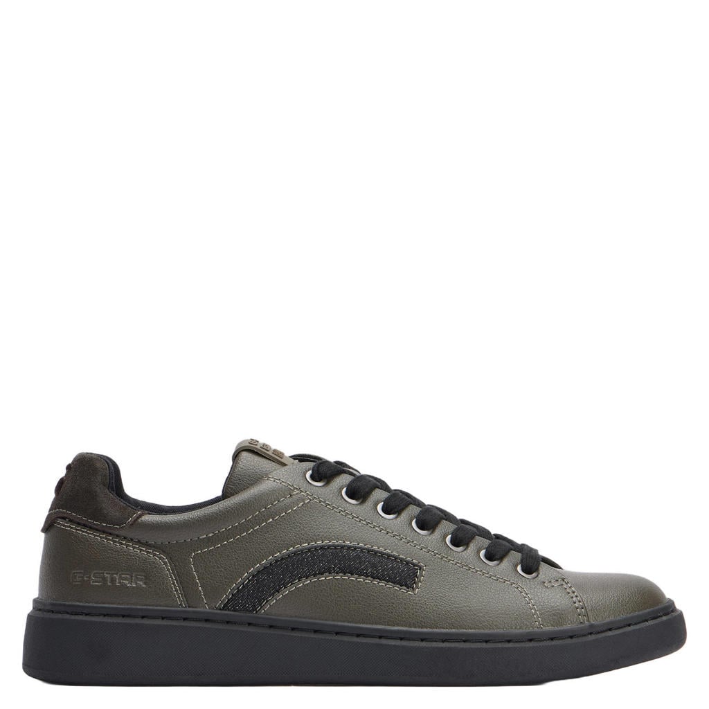 Zwarte heren G-STAR leren sneakers met logo -