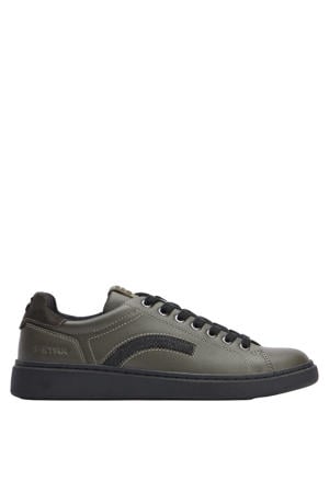 leren sneakers met logo - zwart