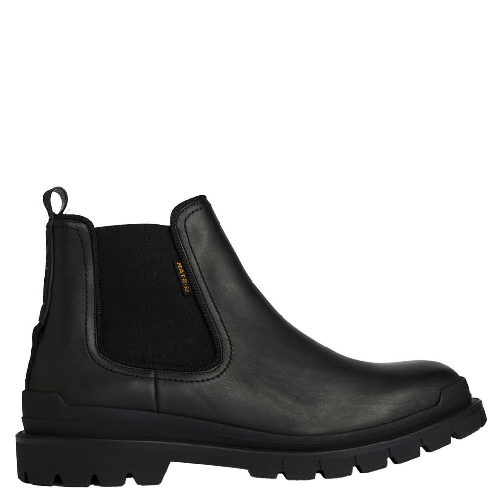 G-STAR Blake CHS Lea leren chelsea boots met profielzool - zwart