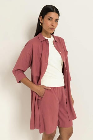 viscose blouse met linnen - oudroze