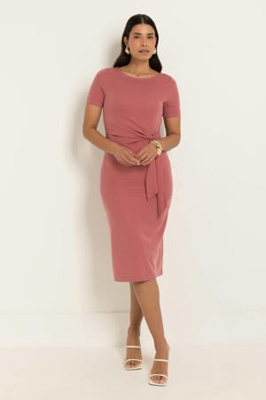 jurk met knoopdetail - oudroze