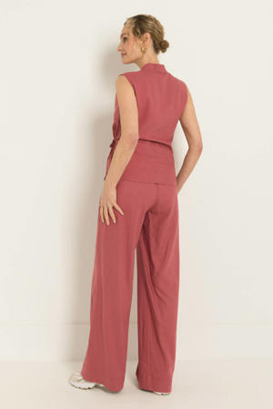 wide leg fit broek met linnen - oudroze
