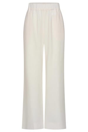 linnen regular waist wide leg fit broek - ecru