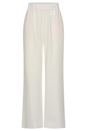 linnen regular waist wide leg fit broek - ecru