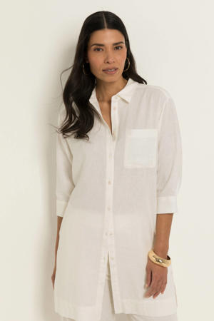 blouse met linnen - ecru