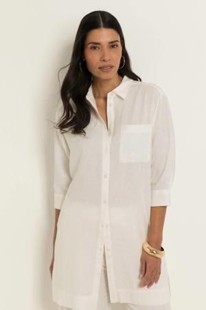 blouse met linnen - ecru