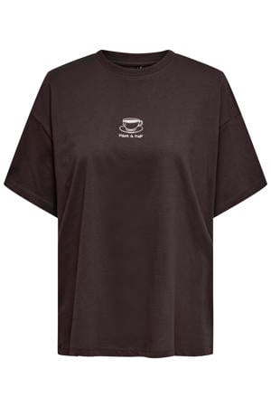 T-shirt met backprint bruin