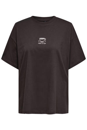 T-shirt met backprint bruin