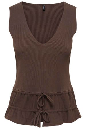 T-shirt met ruches - bruin