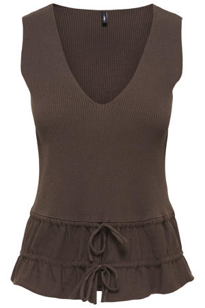 T-shirt met ruches - bruin