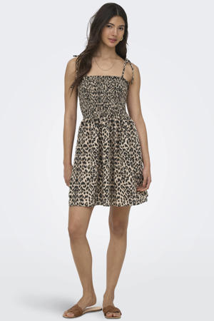 mini jurk met panterprint zwart