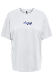 thumbnail: Wit en donkerblauwe dames ONLY T-shirt van katoen met printopdruk, korte mouwen en ronde hals