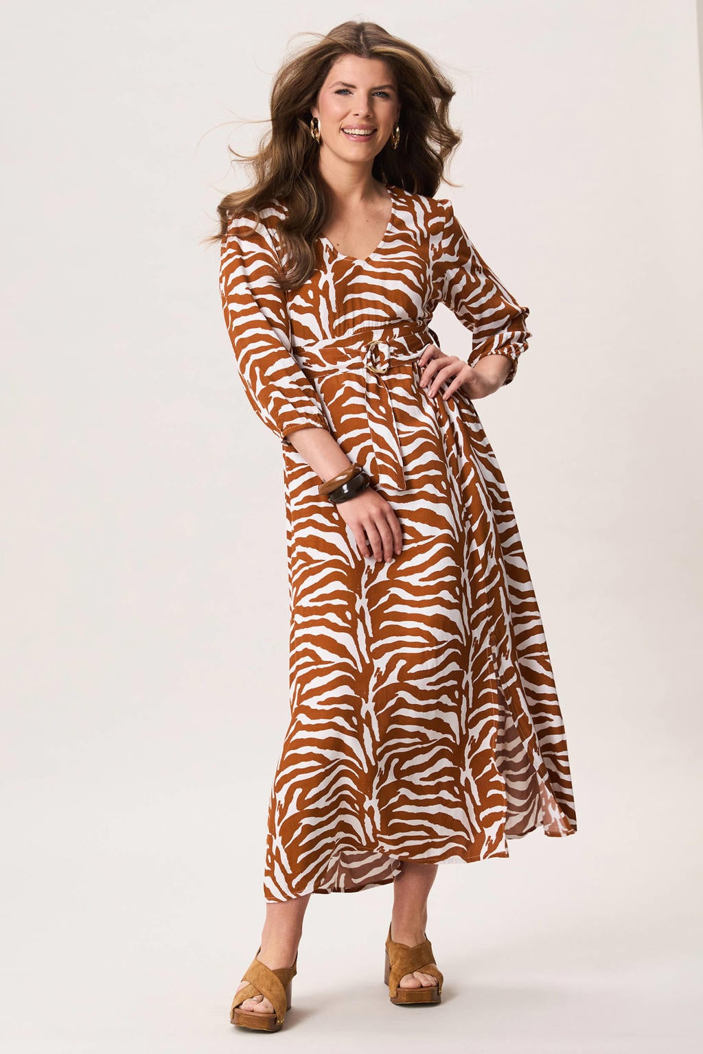 Miss Etam zomerjurk met zebraprint camel
