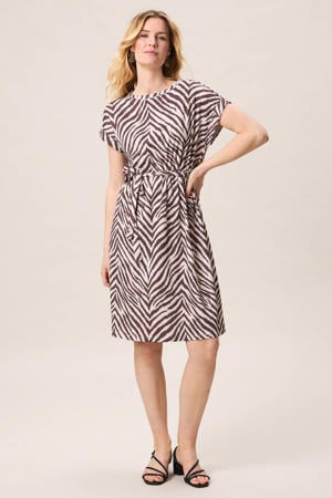 zomerjurk met zebraprint ecru