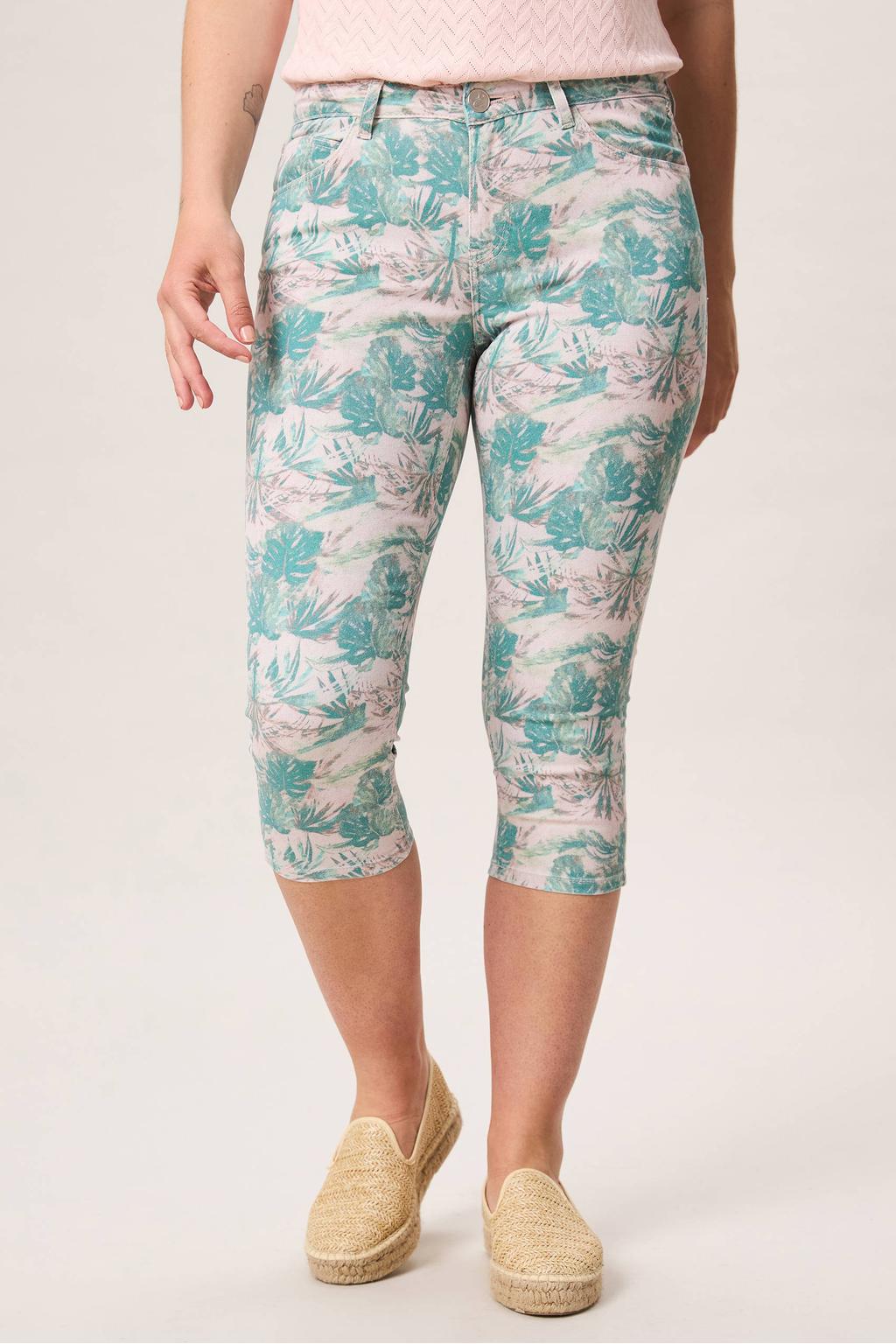 Groene dames Miss Etam slim regular waist gebloemde capri van katoen