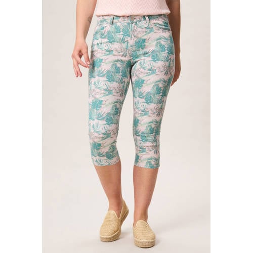Miss Etam slim regular waist gebloemde capri groen – Groen Roze