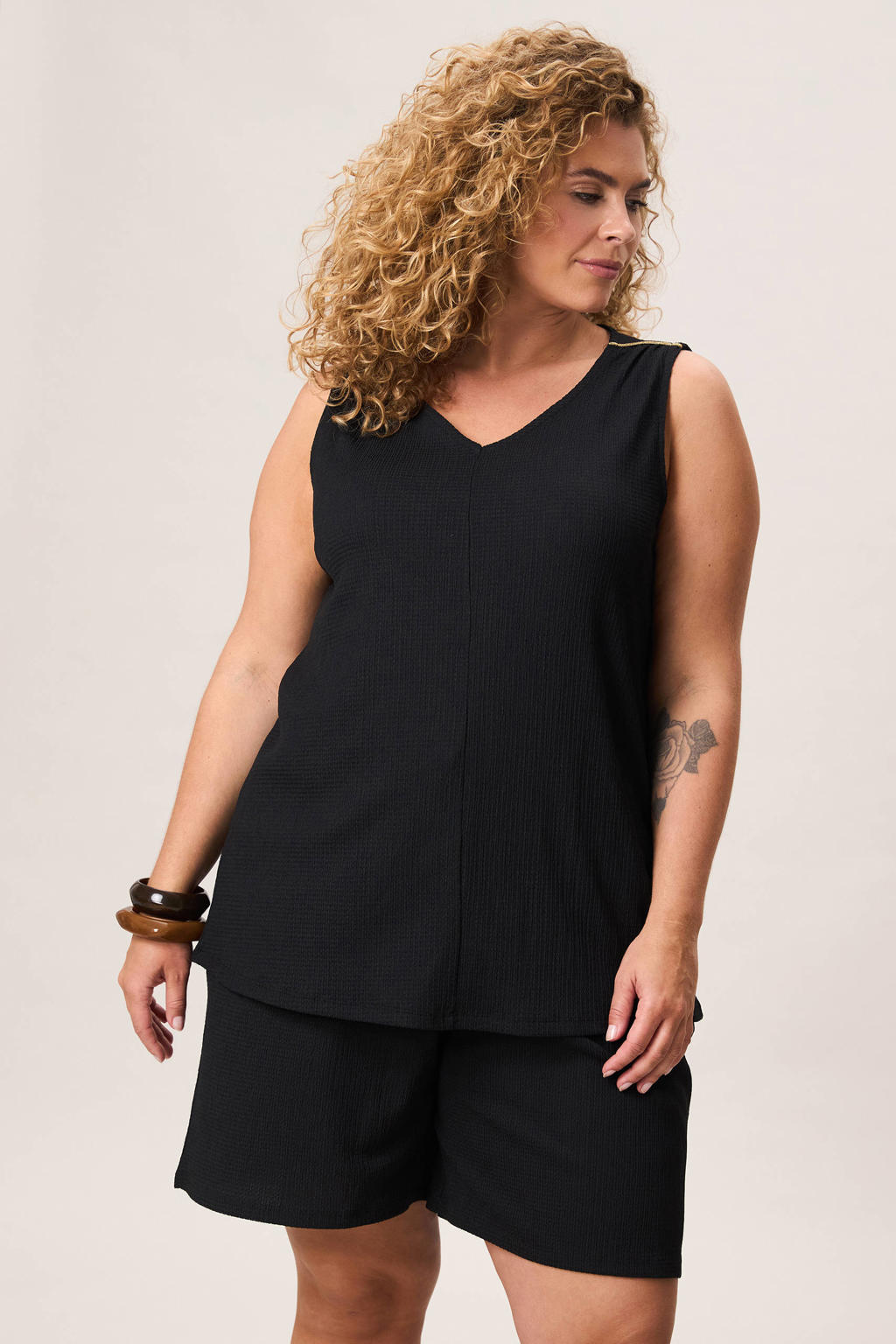Zwarte dames Miss Etam Plus mouwloze top met effen