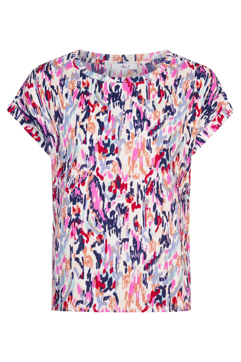 Roze dames Miss Etam top van polyester met korte mouwen en ronde hals