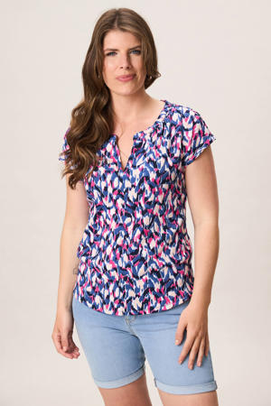 blousetop blauw/roze