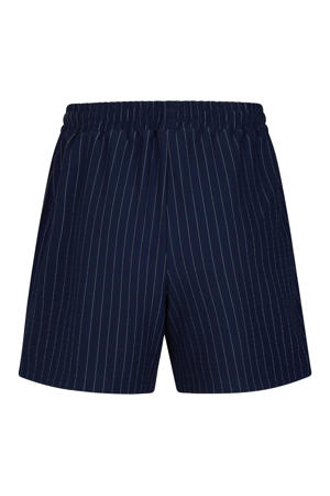 high waist regular fit casual gestreepte short - donkerblauw
