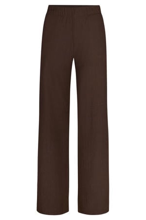 wide leg regular waist broek bruin
