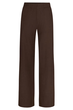 wide leg regular waist broek bruin