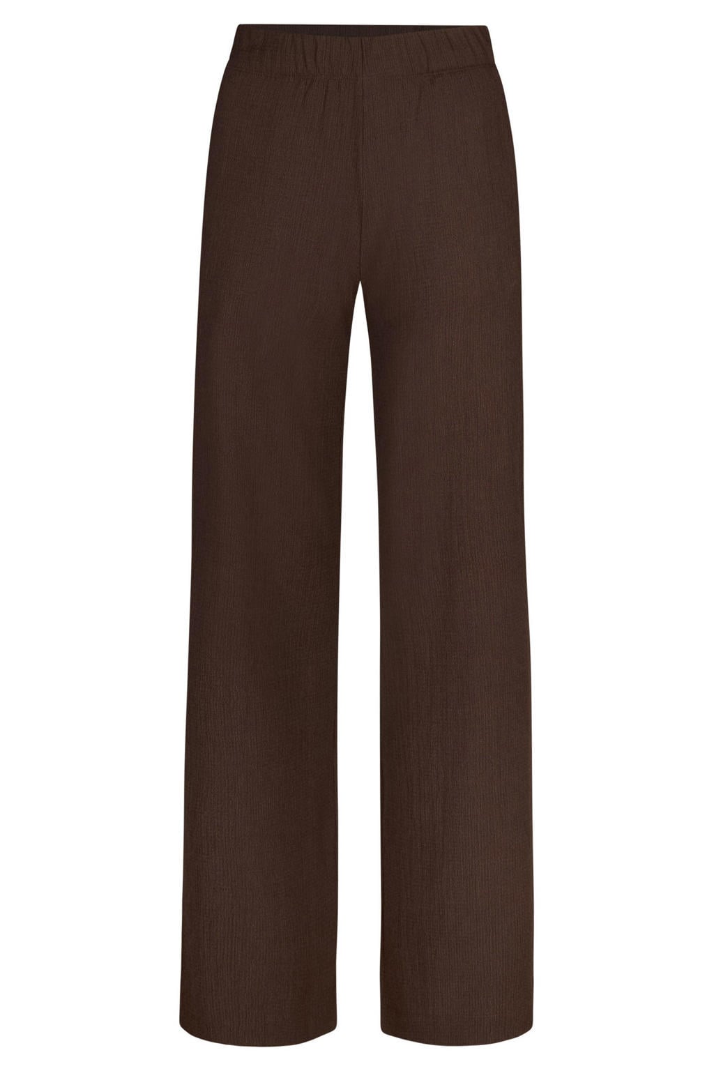 Bruine dames Miss Etam wide leg regular waist broek met effen