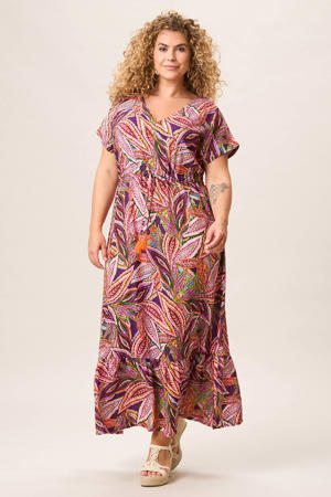 viscose midi zomerjurk met print - oranje