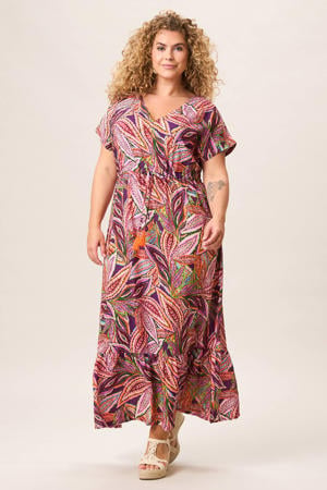 viscose midi zomerjurk met print - oranje
