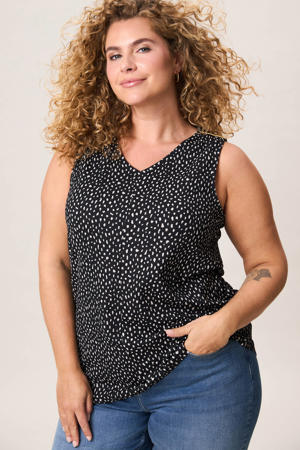 top met stippen zwart