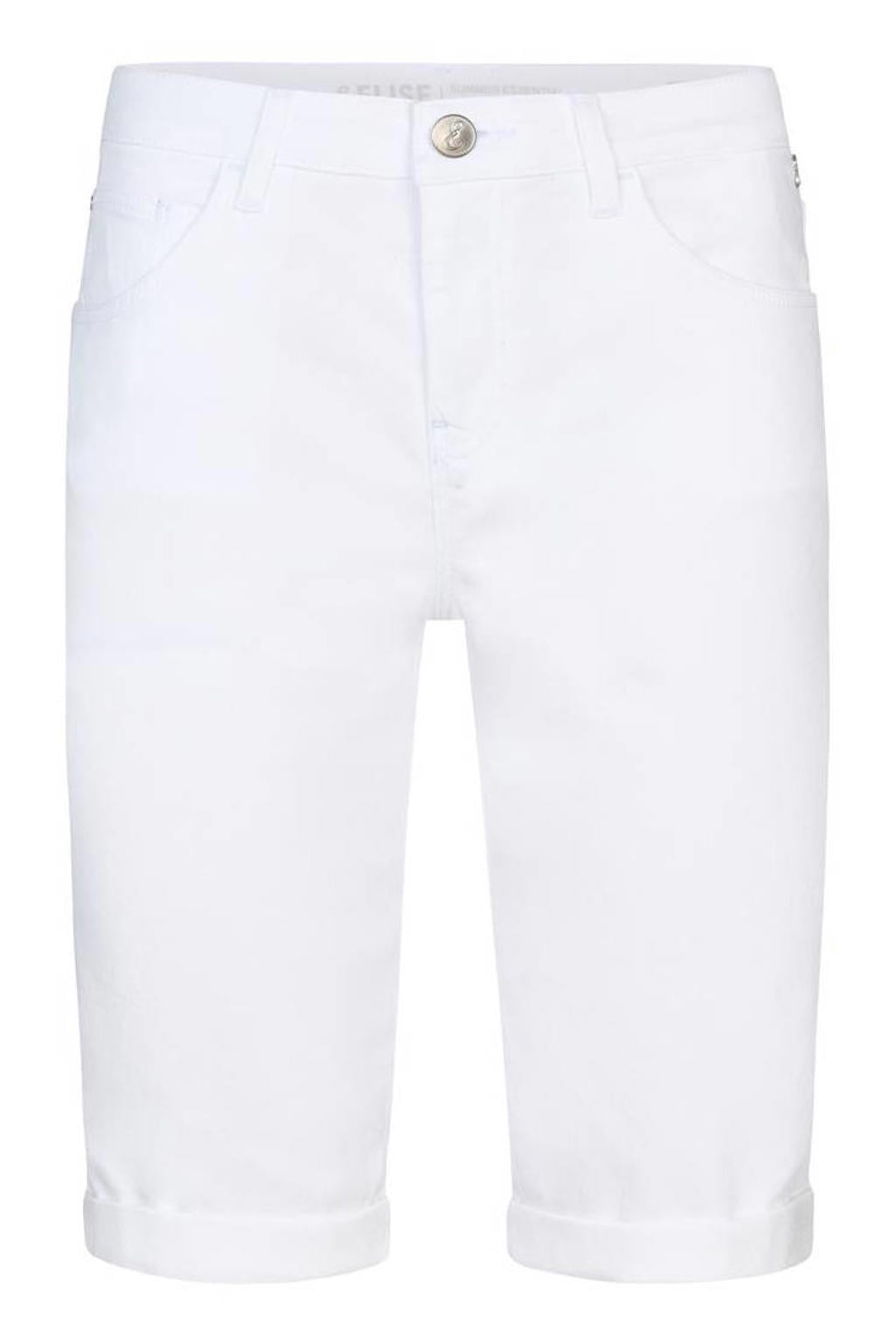 Witte dames Miss Etam skinny regular waist short van katoen met rits- en knoopsluiting en effen
