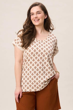 gebloemd T-shirt ecru