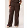 Miss Etam Plus wide leg regular waist broek met textuur bruin