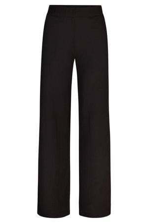 wide leg regular waist broek zwart