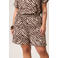 Miss Etam Plus regular waist casual short met zebraprint beige