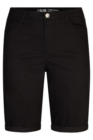 slim high waist denim short zwart