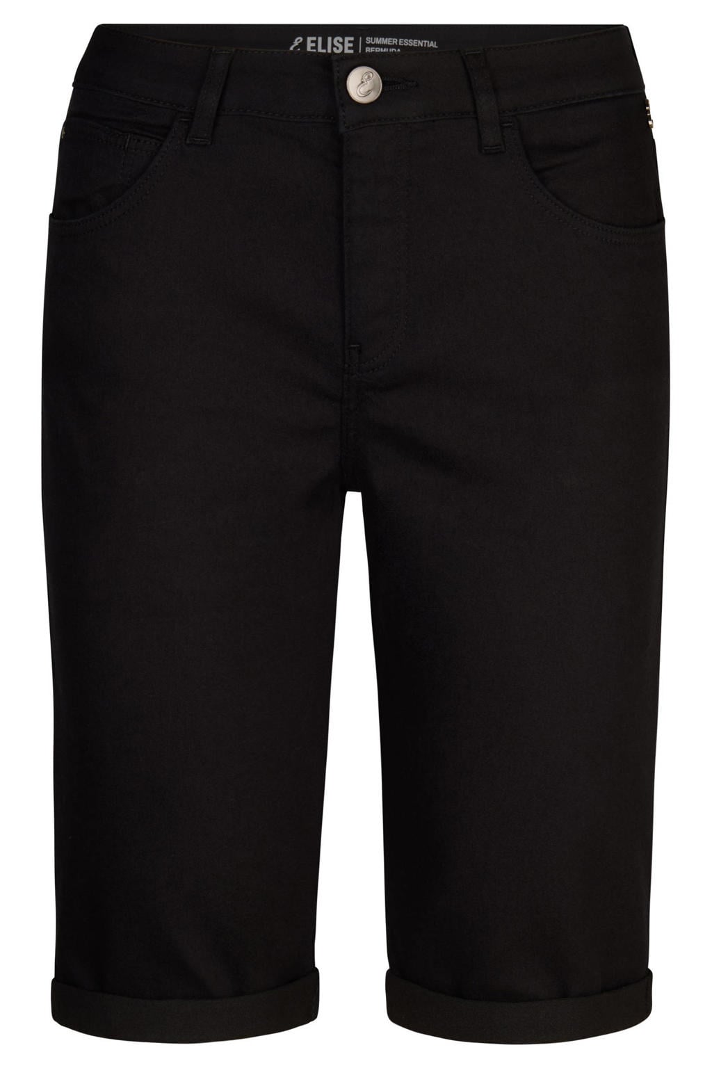 Zwarte dames Miss Etam skinny regular waist short van katoen met rits- en knoopsluiting en effen
