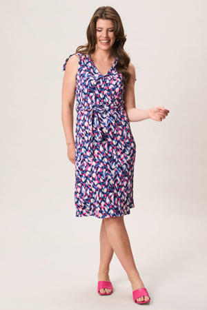 midi jurk met print - blauw