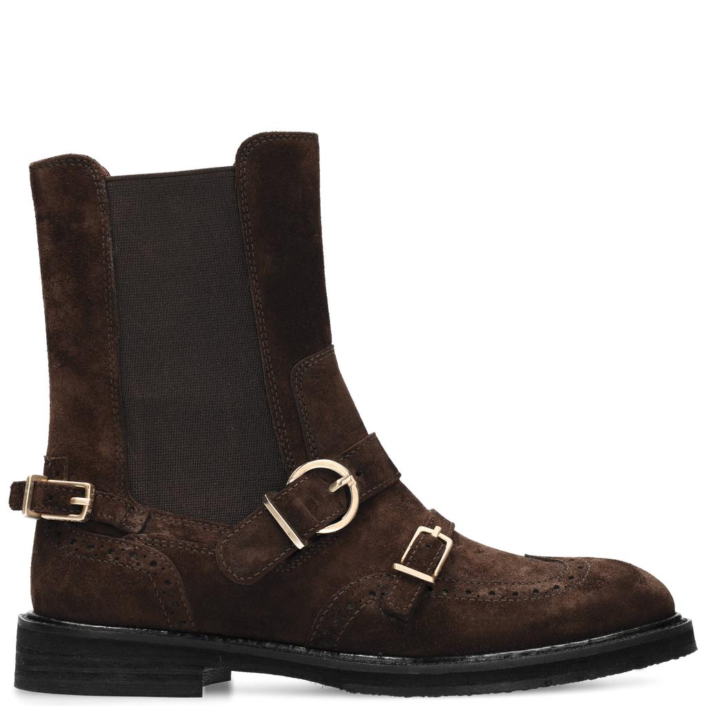 Donkerblauwe dames Fred de la Bretoniere leren chelsea boots - met elastische inzet