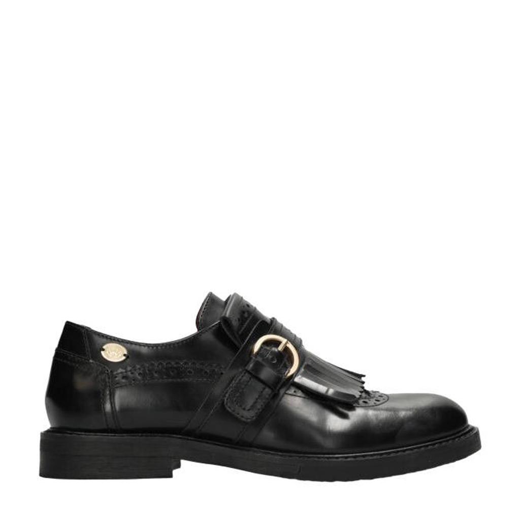 Fred de la Bretoniere Lori leren loafers met franjes - zwart