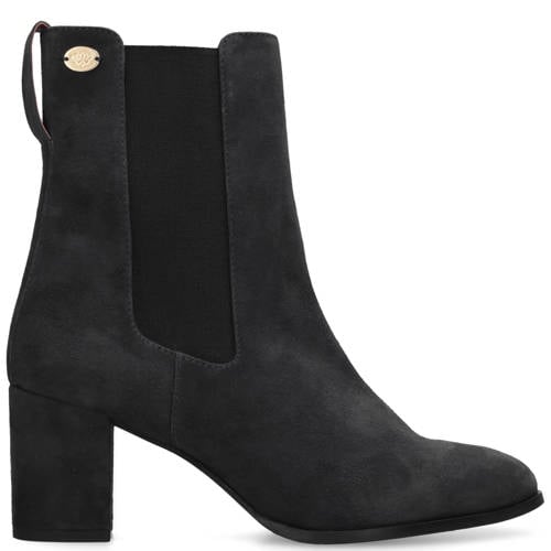 Fred de la Bretoniere Farah Chelsea leren suède chelsea boots met hak donkerblauw