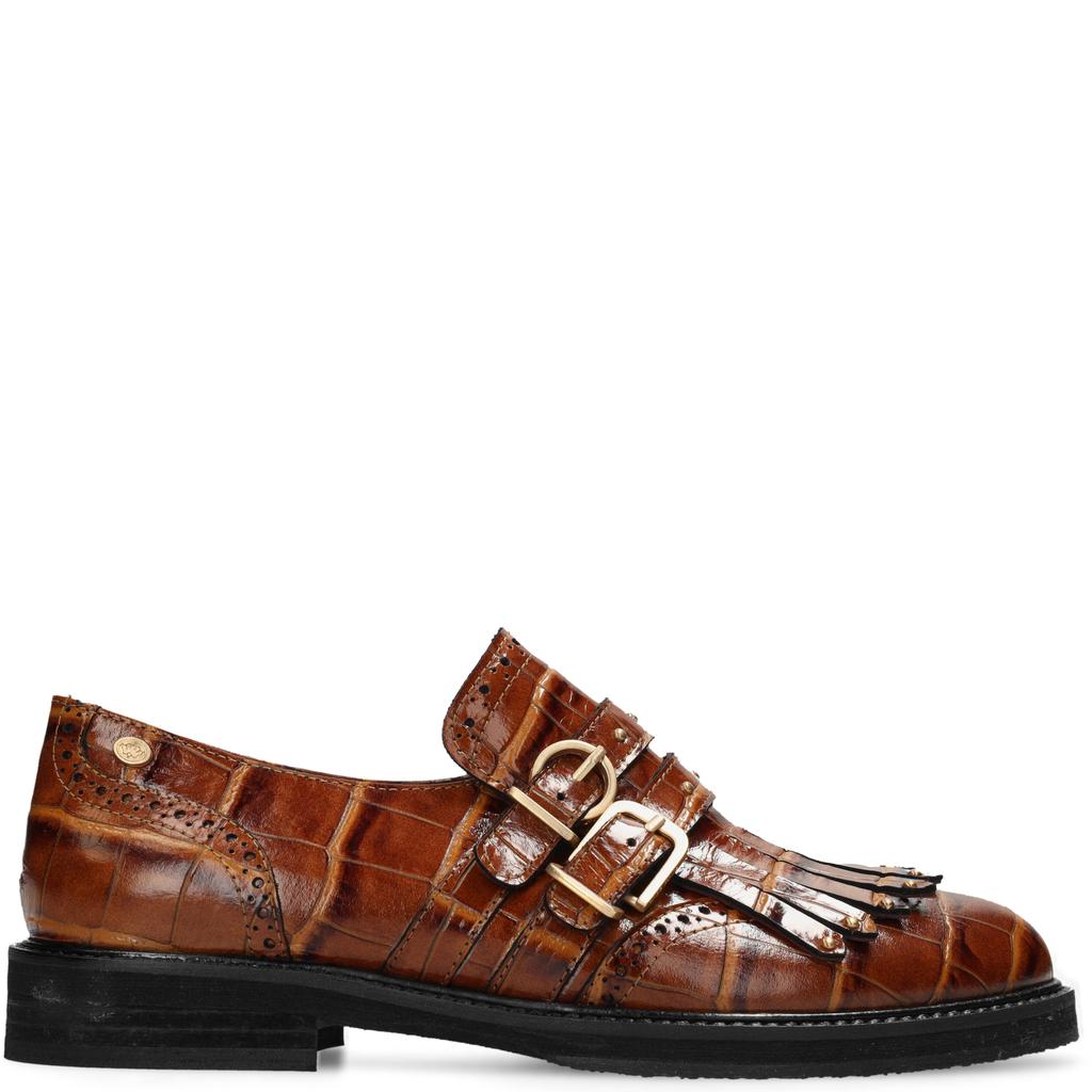 Cognackleurige dames Fred de la Bretoniere Paris Eros leren loafers -