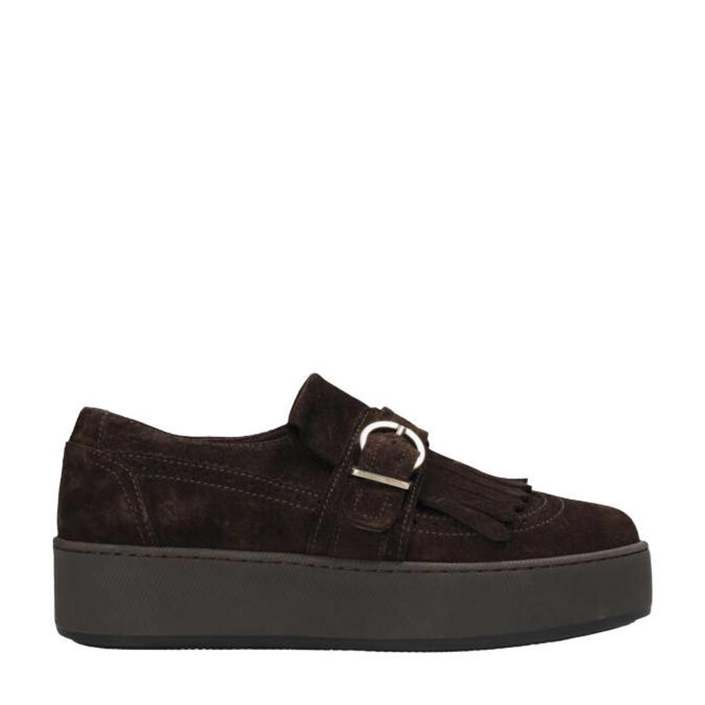 Fred de la Bretoniere Edia Reva leren loafers met franjes - donkerbruin
