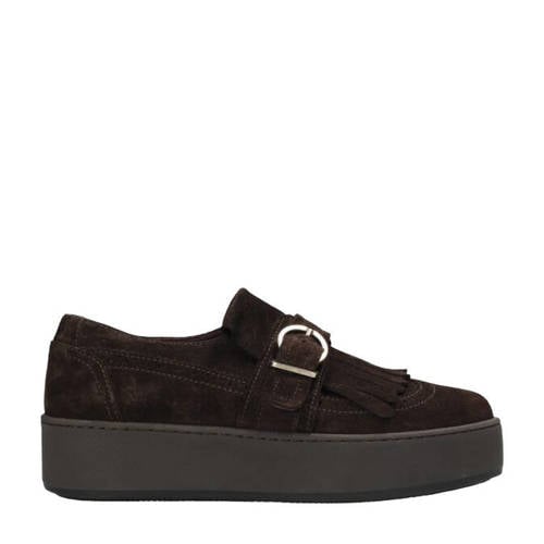 Fred de la Bretoniere Edia Reva leren loafers met franjes donkerbruin