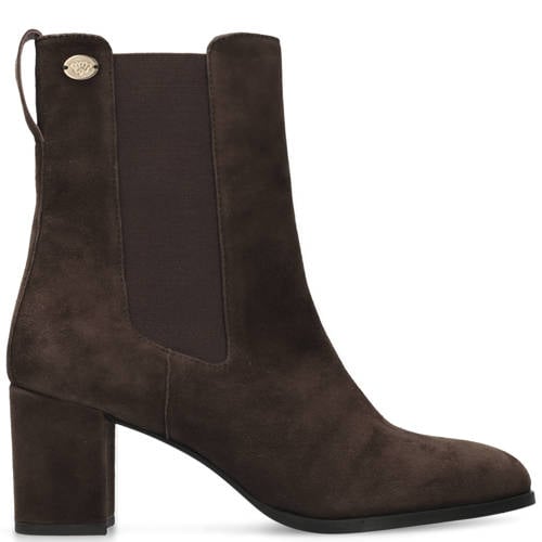 Fred de la Bretoniere Chelsea leren chelsea boots met hak donkerbruin
