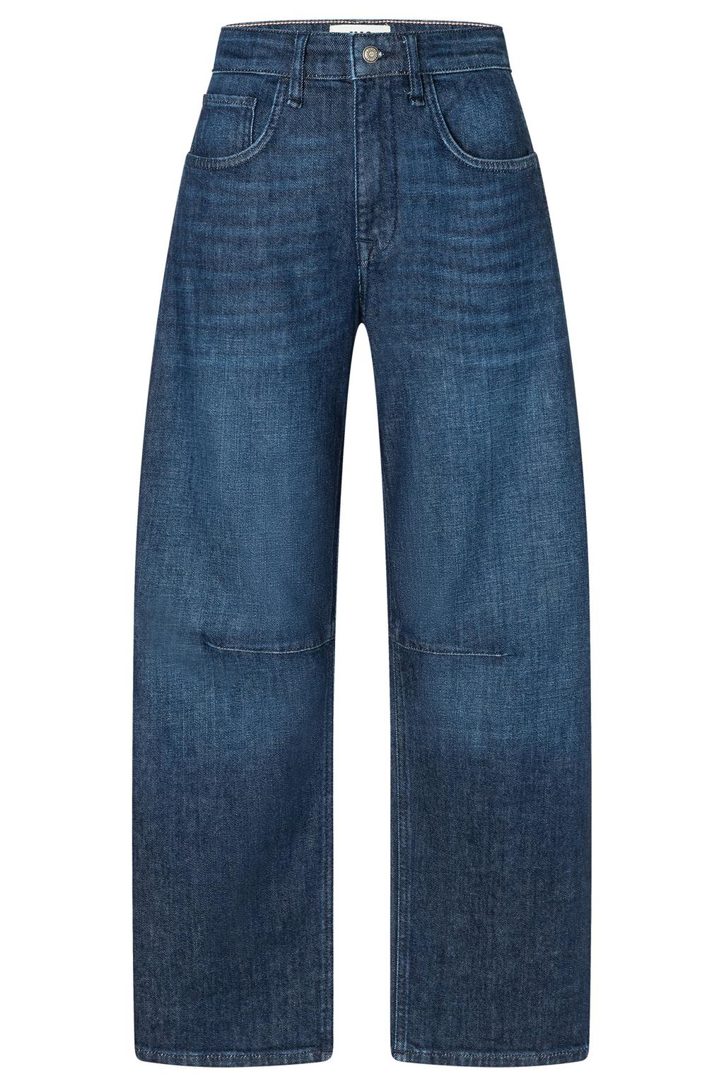 Dark blue denim dames MAC barrel jeans van denim met regular waist, rits- en knoopsluiting en effen