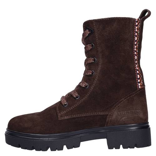 Braqeez chunky suède enkelboots donkerbruin